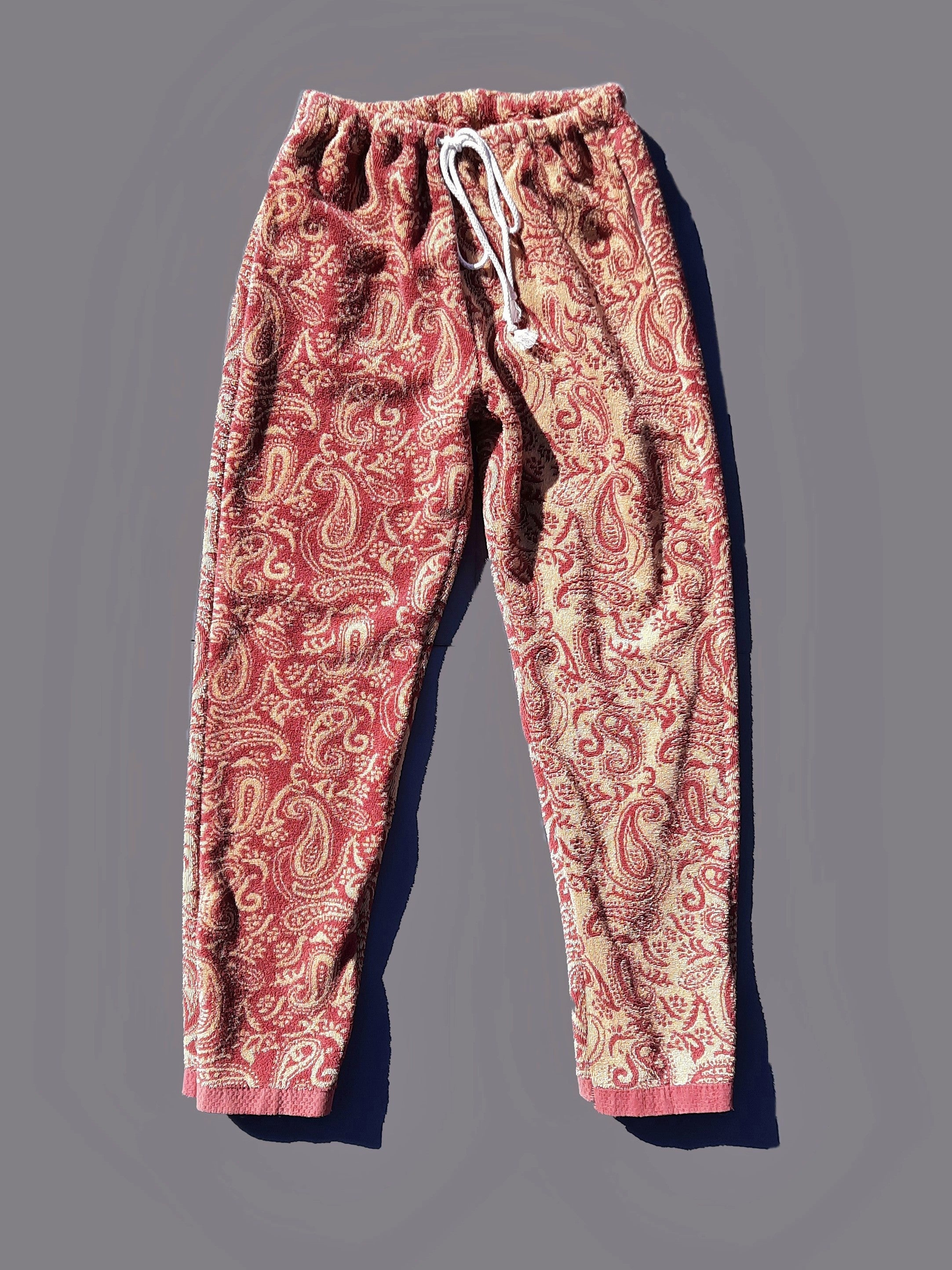 Reworked unisex vintage paisley print towel pants – moonlightcitizen