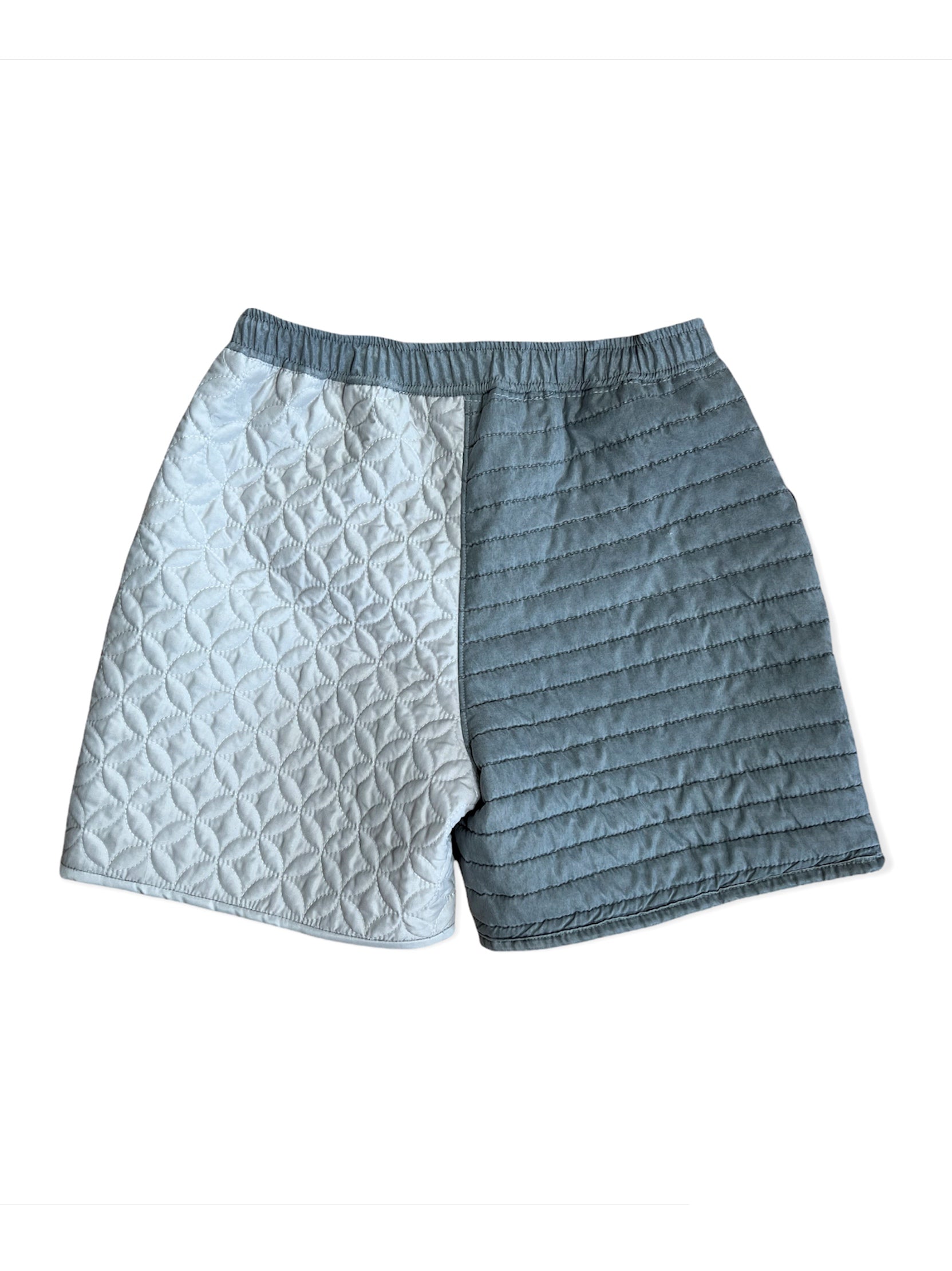 quilted shorts gray drawstring