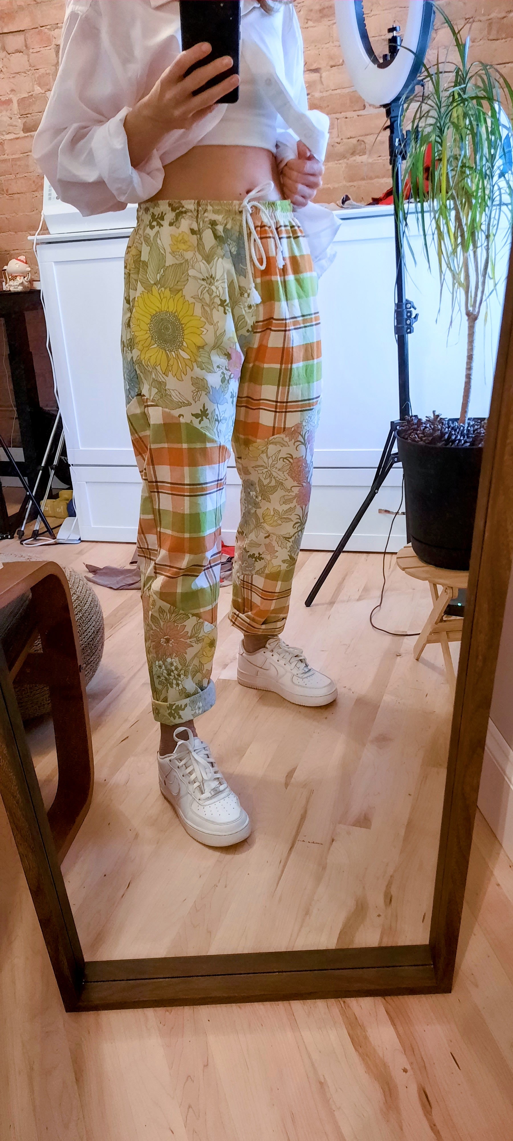Reworked vintage straight leg pants
