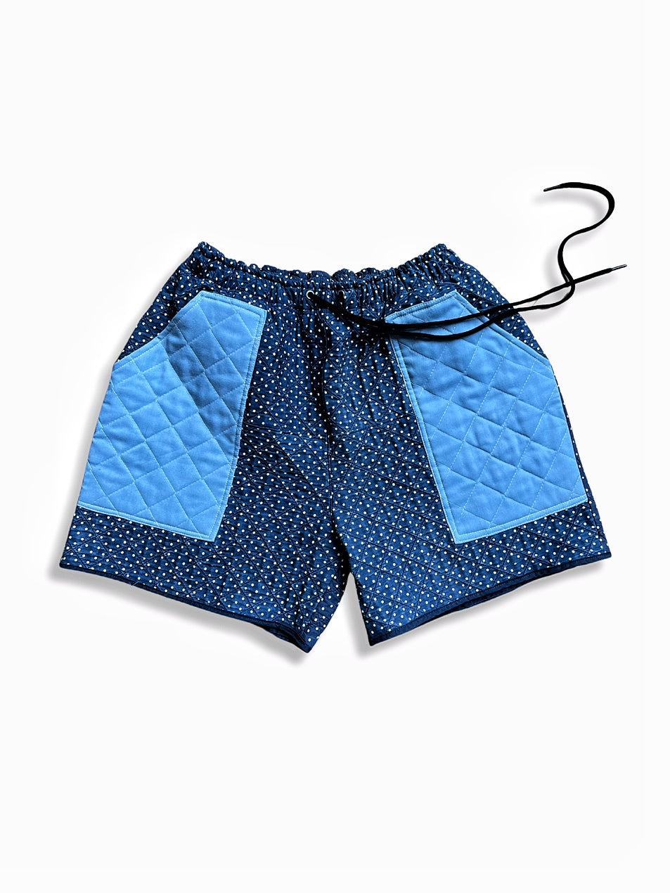 Reworked polka dot quilted shorts with pockets