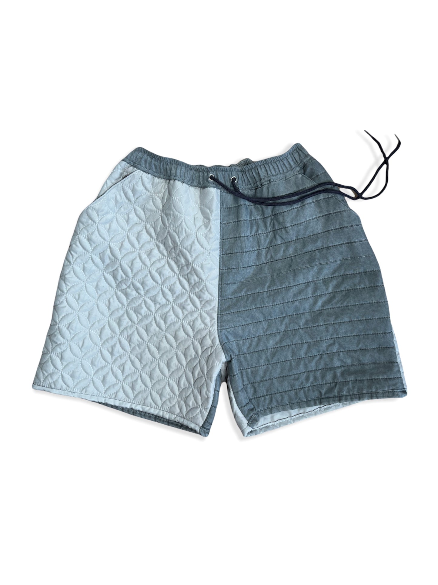 quilted shorts gray drawstring